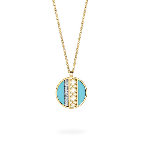 Turquoise and Diamond Medallion Pendant, S (14 mm) image number 0